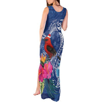 Personalized Samoa Christmas Tank Maxi Dress Cardinal Honeyeater Mix Siapo LT7 - Polynesian Pride