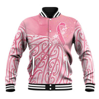 Breast Cancer Awareness Maori Baseball Jacket Kia Kaha Kia Maia Kia Manawanui - Polynesian Pride