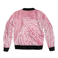 Breast Cancer Awareness Maori Bomber Jacket Kia Kaha Kia Maia Kia Manawanui - Polynesian Pride