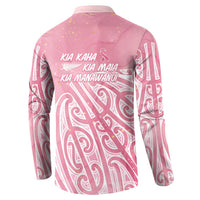 Breast Cancer Awareness Maori Button Sweatshirt Kia Kaha Kia Maia Kia Manawanui - Polynesian Pride