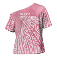 Breast Cancer Awareness Maori Cross Shoulder Shirt Kia Kaha Kia Maia Kia Manawanui - Polynesian Pride