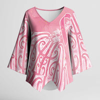 Breast Cancer Awareness Maori Kimono Sleeve Blouse Kia Kaha Kia Maia Kia Manawanui - Polynesian Pride