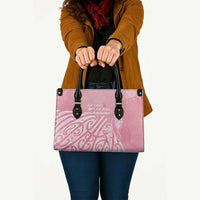 Breast Cancer Awareness Maori Leather Bag Kia Kaha Kia Maia Kia Manawanui - Polynesian Pride