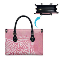 Breast Cancer Awareness Maori Leather Bag Kia Kaha Kia Maia Kia Manawanui - Polynesian Pride