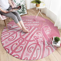 Breast Cancer Awareness Maori Round Carpet Kia Kaha Kia Maia Kia Manawanui - Polynesian Pride