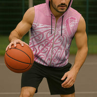 Breast Cancer Awareness Maori Sleeveless Zip Hoodie Kia Kaha Kia Maia Kia Manawanui - Polynesian Pride