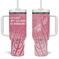 Breast Cancer Awareness Maori Tumbler With Handle Kia Kaha Kia Maia Kia Manawanui - Polynesian Pride