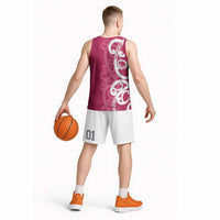 Breast Cancer Awareness Maori Basketball Jersey Koru Kowhaiwhai - Polynesian Pride