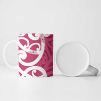 Breast Cancer Awareness Maori Ceramic Mug Koru Kowhaiwhai - Polynesian Pride