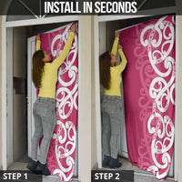 Breast Cancer Awareness Maori Door Cover Koru Kowhaiwhai - Polynesian Pride