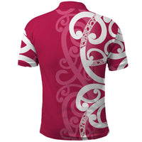 Breast Cancer Awareness Maori Polo Shirt Koru Kowhaiwhai - Polynesian Pride