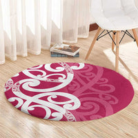 Breast Cancer Awareness Maori Round Carpet Koru Kowhaiwhai - Polynesian Pride