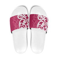 Breast Cancer Awareness Maori Slide Sandals Koru Kowhaiwhai - Polynesian Pride