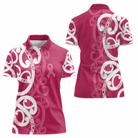 Breast Cancer Awareness Maori Women Polo Shirt Koru Kowhaiwhai - Polynesian Pride