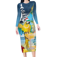Funny Tropical Christmas Long Sleeve Bodycon Dress Tis The Season To Get Tipsy