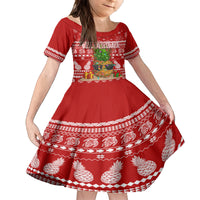 Hawaii Pineapple Christmas Family Matching Summer Maxi Dress and Hawaiian Shirt Mele Kalikimaka LT7 Daughter's Dress Red - Polynesian Pride