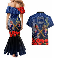 Anzac Couples Matching Mermaid Dress and Hawaiian Shirt Ausralia Aboriginal Mix New Zealand Slouch Hats LT7 - Polynesian Pride