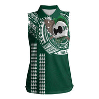 Hawaii Rainbow Warriors Personalized Women Sleeveless Polo Shirt Kakau Ikaika Laau Pama LT7 Female Green - Polynesian Pride