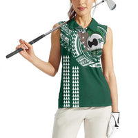 Hawaii Rainbow Warriors Personalized Women Sleeveless Polo Shirt Kakau Ikaika Laau Pama LT7 - Polynesian Pride