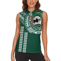 Hawaii Rainbow Warriors Personalized Women Sleeveless Polo Shirt Kakau Ikaika Laau Pama LT7 - Polynesian Pride