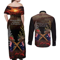Australia - New Zealand ANZAC Couples Matching Off Shoulder Maxi Dress and Long Sleeve Button Shirt Gallipoli ANZAC Cove Landing