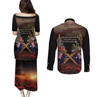 Australia - New Zealand ANZAC Couples Matching Puletasi and Long Sleeve Button Shirt Gallipoli ANZAC Cove Landing