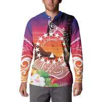 Kia Orana Cook Islands Button Sweatshirt Sunset Dream