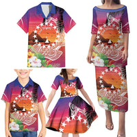 Kia Orana Cook Islands Family Matching Puletasi and Hawaiian Shirt Sunset Dream