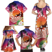 Kia Orana Cook Islands Family Matching Summer Maxi Dress and Hawaiian Shirt Sunset Dream