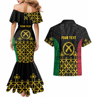 Vanuatu Indipendens Dei Couples Matching Mermaid Dress and Hawaiian Shirt Tribal Sand Drawing