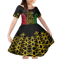 Vanuatu Indipendens Dei Kid Short Sleeve Dress Tribal Sand Drawing LT7 KID Colorful - Polynesian Pride