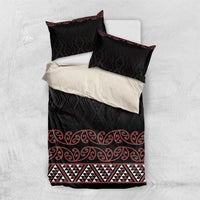 Maori Taniko Patterns Bedding Set Brown Niho Taniwha Mix Paatiki Motifs