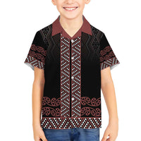 Maori Taniko Patterns Family Matching Long Sleeve Bodycon Dress and Hawaiian Shirt Brown Niho Taniwha Mix Paatiki Motifs