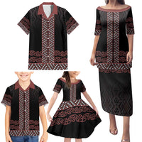 Maori Taniko Patterns Family Matching Puletasi and Hawaiian Shirt Brown Niho Taniwha Mix Paatiki Motifs