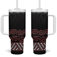 Maori Taniko Patterns Tumbler With Handle Brown Niho Taniwha Mix Paatiki Motifs