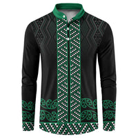 Maori Taniko Patterns Button Sweatshirt Pounamu Niho Taniwha Mix Paatiki Motifs