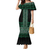 Maori Taniko Patterns Family Matching Mermaid Dress and Hawaiian Shirt Pounamu Niho Taniwha Mix Paatiki Motifs
