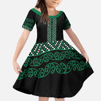Maori Taniko Patterns Family Matching Short Sleeve Bodycon Dress and Hawaiian Shirt Pounamu Niho Taniwha Mix Paatiki Motifs