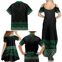 Maori Taniko Patterns Family Matching Summer Maxi Dress and Hawaiian Shirt Pounamu Niho Taniwha Mix Paatiki Motifs