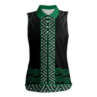 Maori Taniko Patterns Women Sleeveless Polo Shirt Pounamu Niho Taniwha Mix Paatiki Motifs