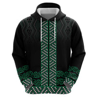 Maori Taniko Patterns Zip Hoodie Pounamu Niho Taniwha Mix Paatiki Motifs