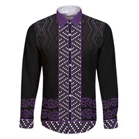 Maori Taniko Patterns Family Matching Mermaid Dress and Hawaiian Shirt Purple Niho Taniwha Mix Paatiki Motifs