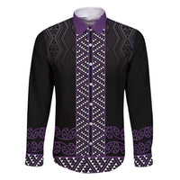 Maori Taniko Patterns Family Matching Short Sleeve Bodycon Dress and Hawaiian Shirt Purple Niho Taniwha Mix Paatiki Motifs