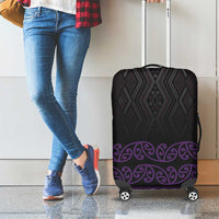 Maori Taniko Patterns Luggage Cover Purple Niho Taniwha Mix Paatiki Motifs LT7 - Polynesian Pride