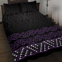 Maori Taniko Patterns Quilt Bed Set Purple Niho Taniwha Mix Paatiki Motifs