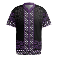 Maori Taniko Patterns Rugby Jersey Purple Niho Taniwha Mix Paatiki Motifs