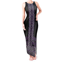 Maori Taniko Patterns Tank Maxi Dress Purple Niho Taniwha Mix Paatiki Motifs