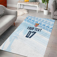 Fiji Rugby Custom Kaiviti Masi Area Rug Turquoise - Polynesian Pride