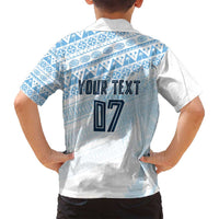Fiji Rugby Custom Kaiviti Masi Family Matching Off Shoulder Short Dress and Hawaiian Shirt Turquoise - Polynesian Pride