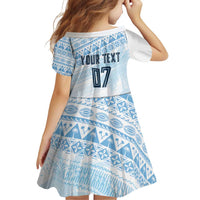 Fiji Rugby Custom Kaiviti Masi Family Matching Off Shoulder Short Dress and Hawaiian Shirt Turquoise - Polynesian Pride